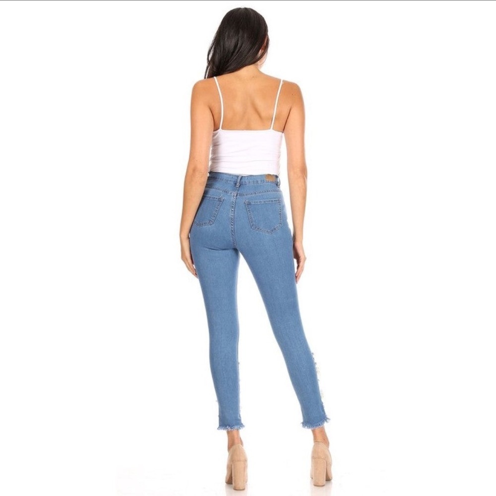 Denim Skinny Rhinestone Jeans - Picture 3 of 3
